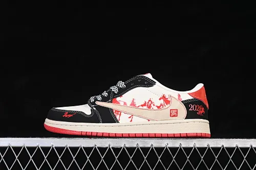 All categories Air Jordan Jordan series basketball shoes Air Jordan 1 Low High-end customized low-top sneakers Travis Scott x Fragment Design x Air Jordan 1 Low OG SP AJ1 Joe 1 Year of the Horse joint black and red Year of the Horse low-top cultural casual sneakers XS2025-086